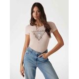 Guess - SS CN Cheeta Logo T-Shirt - Zwart - Katoen