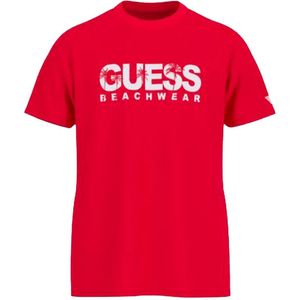 Guess - T-shirt - Rood - Heren - Katoen - Casual Strandkleding