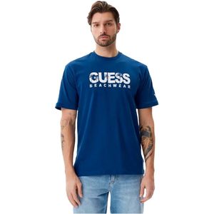 Guess - Casual T-shirt - Blauw - Katoen - Korte Mouwen