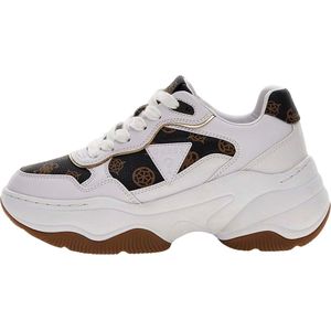 GUESS Hapyy Sneakers Wit/Bruin - Chunky Hak, Dames