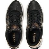 Guess - Luckei - Sneakers - Zwart - Leatherlook - Leer - Goudkleurige Hielcap