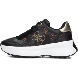 Guess - Luckei - Sneakers - Zwart - Leatherlook - Leer - Goudkleurige Hielcap