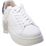 Guess - Sneakers - Wit - Leer - Witte Sneakers met Bruine Pioenprint