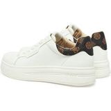 Guess - Sneakers - Wit - Leer - Witte Sneakers met Bruine Pioenprint