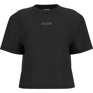 Guess Dames T-shirt Zwart V5GI00I3Z14/JBLK Primula Rhinestones Boxy Tee