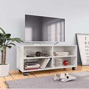Tv-meubel met wieltjes 90x35x35 cm spaanplaat hoogglans wit Tv-meubels Afmetingen: 90 x 35 x 35 cm (B x D x H)