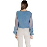 Guess - Blouse - Lichtblauw - V-Hals - Lange Mouwen - Knopen
