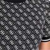 GUESS - LISE - Gebreide Jurk - Camel/Wit - Korte Lengte - Slanke Pasvorm