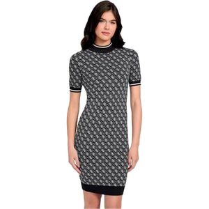 GUESS - LISE - Gebreide Jurk - Camel/Wit - Korte Lengte - Slanke Pasvorm