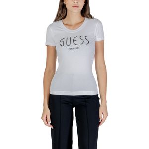 Guess - CN SS Logo Tee - T-shirt - Pure White - Stretchstof