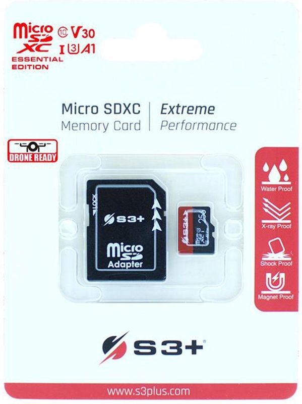 S3+ - S3SDC10V30E - Geheugenkaart - Zwart - 64 GB - UHS-I Klasse 10