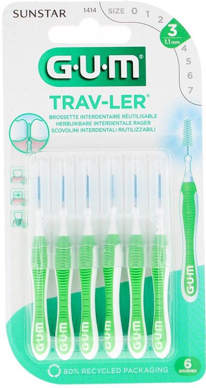 GUM Trav-ler Ragers 1.1mm Groen - 6 stuks
