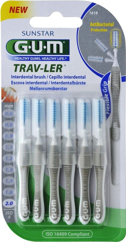 GUM - Trav-ler Ragers - Grijs - 2.0mm - 6 Stuks