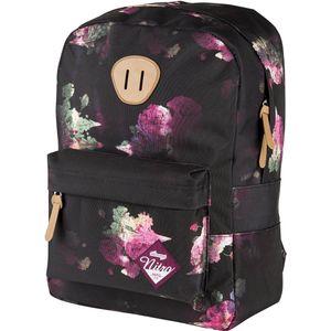 Nitro Urban Classic, Old School rugzak met gewatteerd laptopvak, Urban Streetpack, schoolrugzak, 20 liter, bloemenpatroon, zwart (pink negro), 20 lang, rugzak, zwart (roze negro), 20 Lang, rugtas