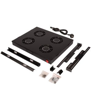 ROLINE 19-inch ventilatoreenheid met 4 ventilatoren, AAN/UIT zwart