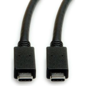 ROLINE USB 3.2 Gen 2 kabel, met PD (Power Delivery) 20V5A, Emark, C-C, M/M, zwart, 0,5 m