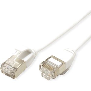 ROLINE U/FTP DataCenter Kabel Cat.7, LSOH, met RJ45 connectoren (500 MHz / Class EA), extra dun, wit, 1 m