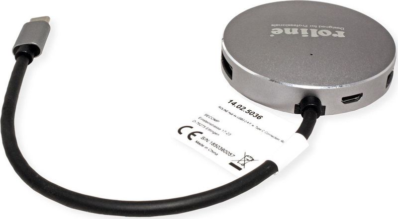 ROLINE - 4-poorts USB 3.2 Gen 1 Hub - Grijs - Aluminium