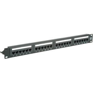 Premium - CAT6a Gigabit - Patch Panel - 19'' - 1U - 24 Poorten - Niet Afgeschermd - Zwart