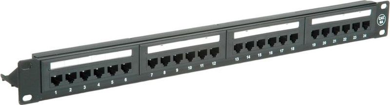Premium - CAT6a Gigabit - Patch Panel - 19'' - 1U - 24 Poorten - Niet Afgeschermd - Zwart