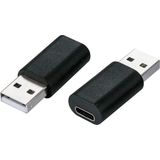 Value - USB A naar USB C Adapter - Zwart - USB 2.0