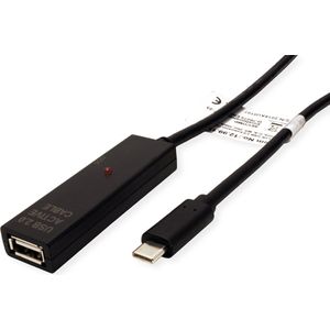 VALUE USB 2.0 Verleng kabel met actieve Repeater, A - C, zwart, 10 m - zwart 12.99.1112