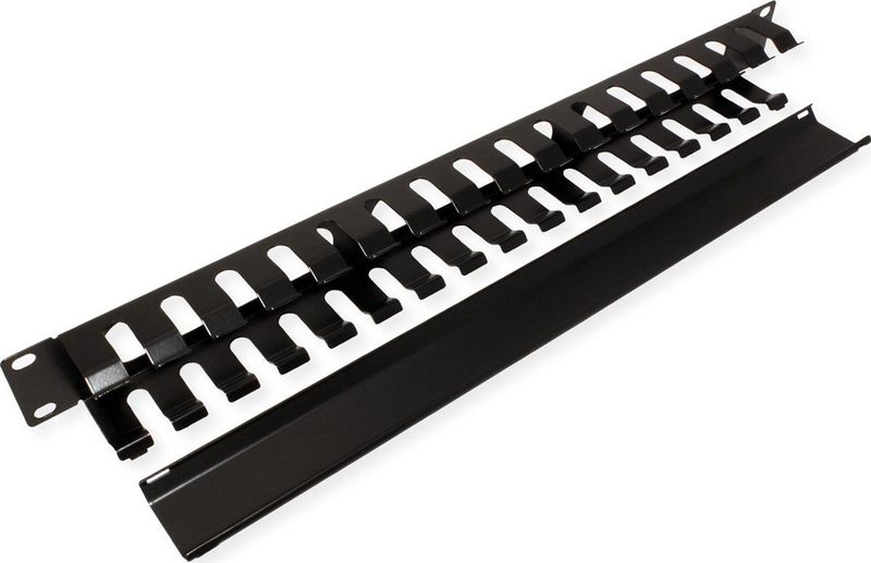 VALUE 19 Frontplaat 1 HE met rangeerkanaal 40 x 40 mm, zwart
