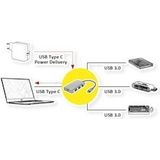 Roline - USB 3.2 Gen 1 Hub - Zilver - 3 Aansluitingen - USB-C