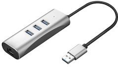 VALUE USB 3.2 Gen 1 naar Gigabit Ethernet Converter + 3 poorts USB hub