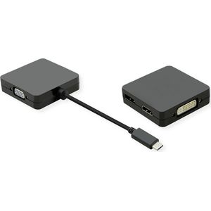 VALUE Beeldscherm Adapter USB type C - VGA / DVI / HDMI / DP - zwart 12.99.3231
