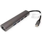 USB-C - HDMI Adapter - Zwart - 0,10 Meter - Met 3x USB-A en RJ45