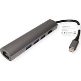 USB-C - HDMI Adapter - Zwart - 0,10 Meter - Met 3x USB-A en RJ45