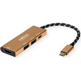 ROLINE GOLD Dockingstation - HDMI 4K - 2x USB 3.2 Gen 1 - Goud