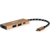 ROLINE GOLD Dockingstation - HDMI 4K - 2x USB 3.2 Gen 1 - Goud