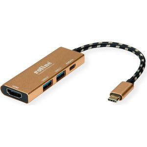 ROLINE GOLD USB Type C dockingstation, HDMI 4K, 2x USB 3.2 Gen 1, 1x PD - goud 12.02.1119