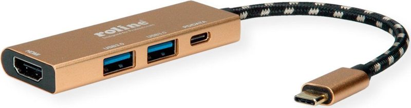 ROLINE GOLD Dockingstation - HDMI 4K - 2x USB 3.2 Gen 1 - Goud