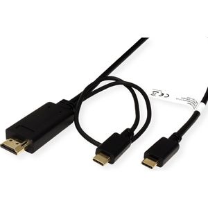 ROLINE USB type C - HDMI + USB C adapterkabel, M/M, 1 m