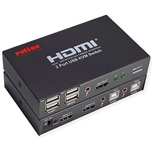 ROLINE KVM Switch, 2 PCs, HDMI 4K, USB - zwart 14.01.3426