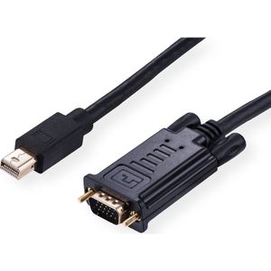 ROLINE Cable Mini DisplayPort - VGA, Mini DP M - VGA M, zwart, 1,5 m - zwart 11.04.5976
