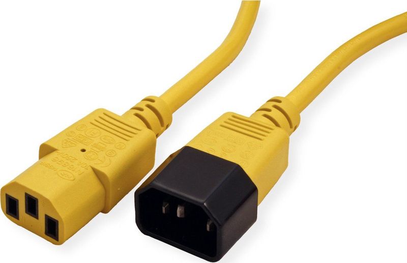 ROLINE stroomverlengkabel, IEC 320 C14 - C13, geel, 3 m