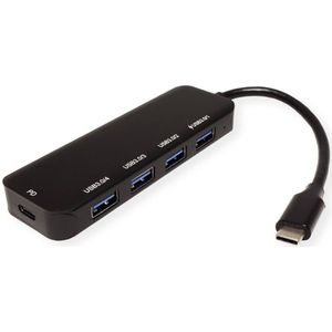 VALUE HUB USB Hub USB 3.2 Gen 1, 4-portowy, kabel verbinding type C, met 1 poort PD
