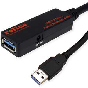 ROLINE USB 3.2 Gen 1 Actieve Repeater kabel, zwart, 10 m