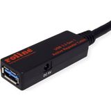 ROLINE USB 3.2 Gen 1 Actieve Repeater kabel, zwart, 15 m
