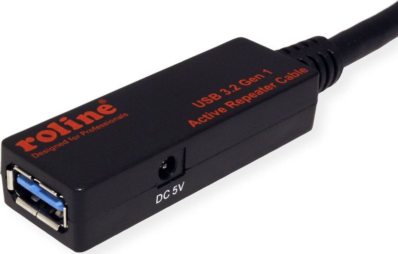ROLINE USB 3.2 Gen 1 Actieve Repeater kabel, zwart, 15 m