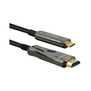 ROLINE USB type C - HDMI (AOC) adapterkabel, M/M, 4K60,, 30 m - zwart 14.01.3474