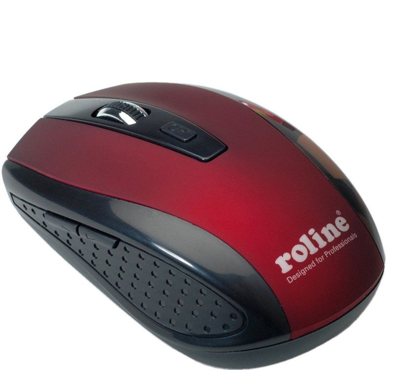 Roline - Draadloze Muis - Rood - Zwart - Ergonomisch Ontwerp