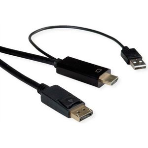 HDMI - DisplayPort Actieve Kabel - Zwart - 1 Meter