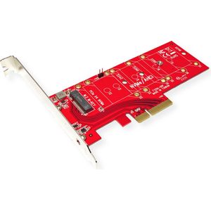 ROLINE - PCIe 4.0 x4 Hostadapter - Rood - Voor PCIe-NVMe M.2 110mm SSD