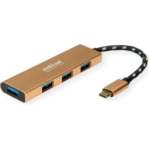 ROLINE GOLD USB 3.2 Gen 1 Hub, 4 poorts, type C aansluitkabel - goud 14.02.5049