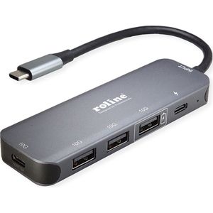 Roline 14025048 USB 3.2 Gen 2-hub 4 poorten Grijs